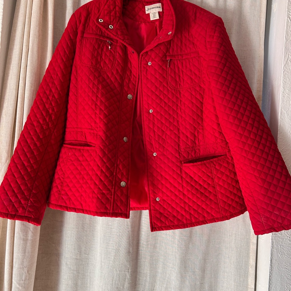 St. John's Bay Vibrant Red Quilted Puffer Jacket